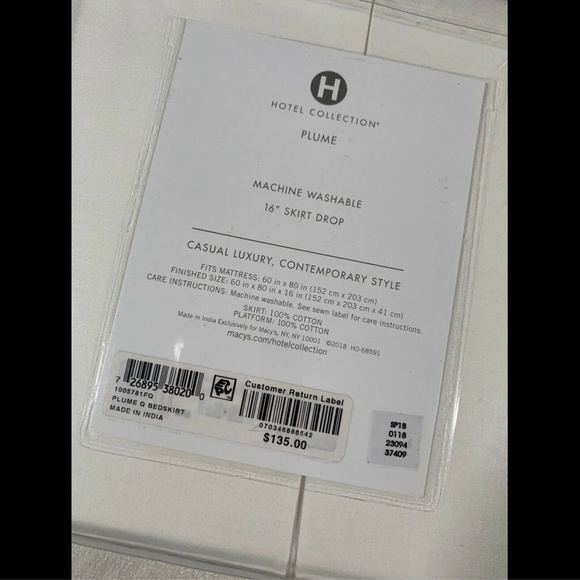 NIB $135 [ Queen ] Bedskirt for Hotel Collection‎ Plume - Picture 4 of 8